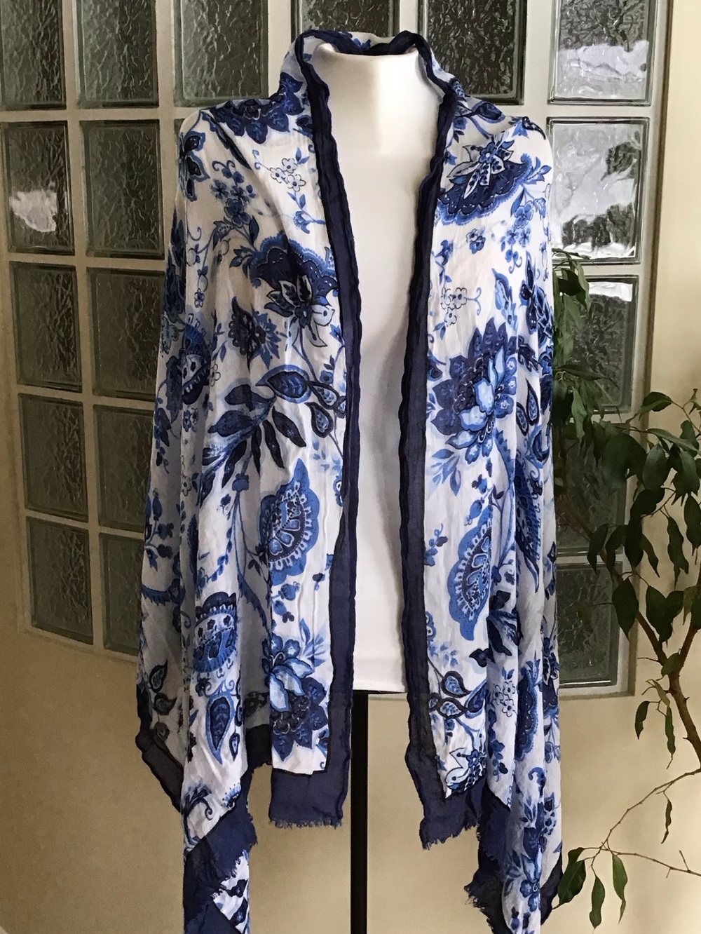 Talbots Navy Print Scarf